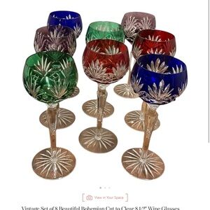 Bohemian Crystal Wine Glass Set - Vibrant Colors